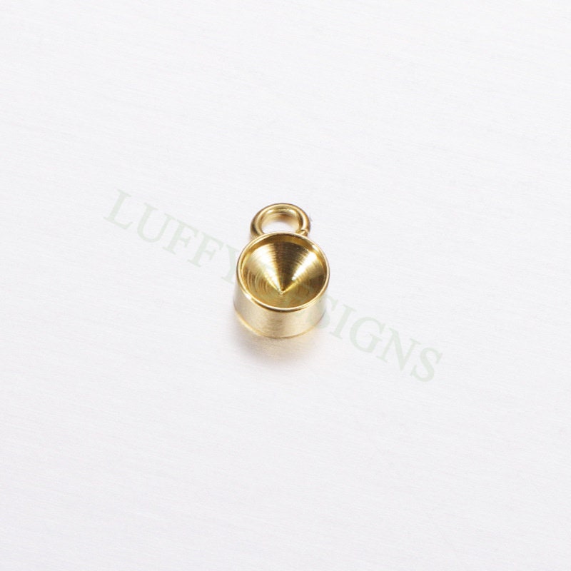 20pcs Stainless Steel Settings Base, Bezel Blank Base Setting, Round Cabochon Pendant Base, Suitable for culet diamonds, 18K Gold plated