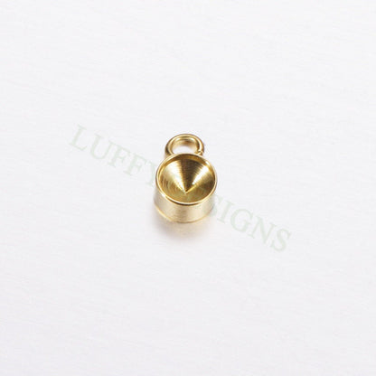20pcs Stainless Steel Settings Base, Bezel Blank Base Setting, Round Cabochon Pendant Base, Suitable for culet diamonds, 18K Gold plated