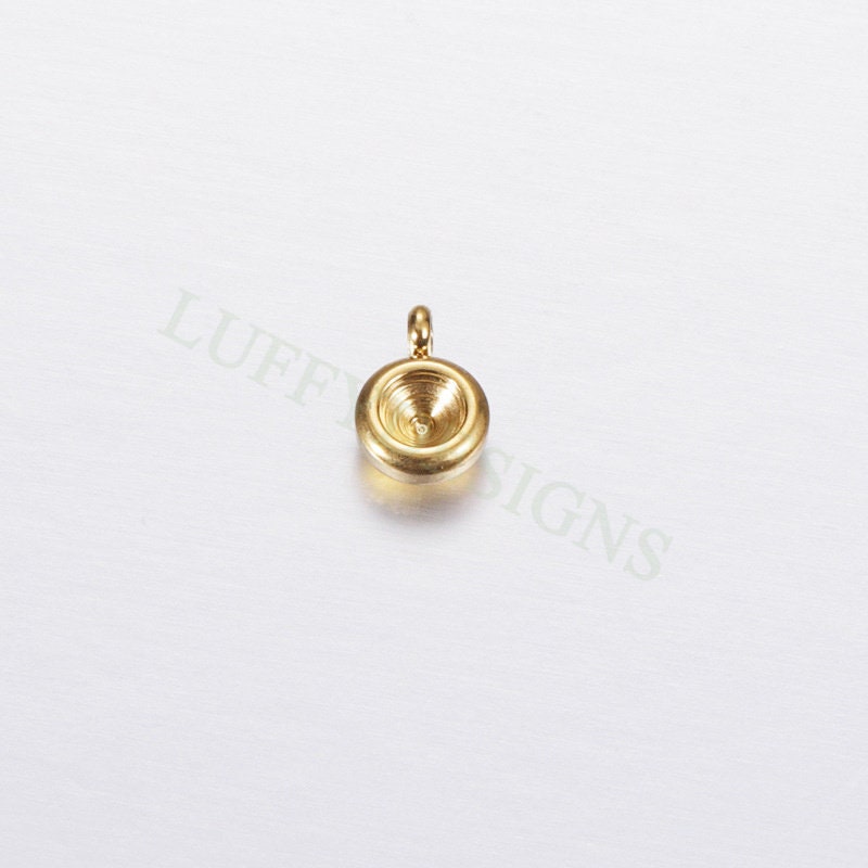 20pcs Stainless Steel Settings Base, Bezel Blank Base Setting, Round Cabochon Pendant Base, Suitable for culet diamonds, 18K Gold plated