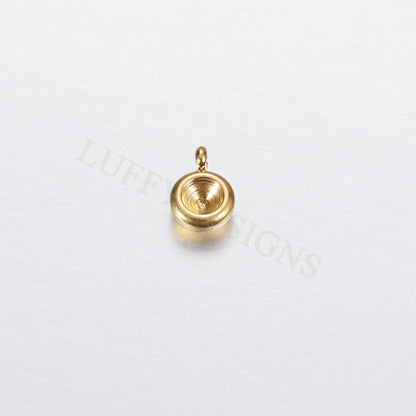 20pcs Stainless Steel Settings Base, Bezel Blank Base Setting, Round Cabochon Pendant Base, Suitable for culet diamonds, 18K Gold plated
