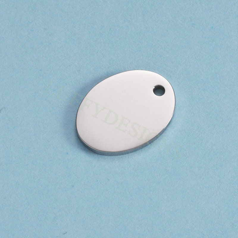 10pcs Oval Tags, 16x12mm Blank Stamping Charm Pendant, Metal Stamping Blanks Charm, Engravable Blank Oval Pendant , Gold Stainless Steel