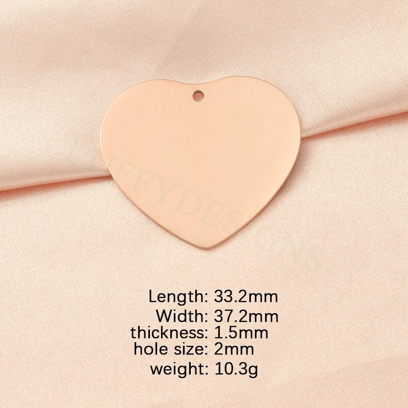 10pcs Heart Charms 33mm, Big Love Charm, Gold Stainless Steel Heart, Gold Heart Charms Pendant, Love Pendant, Bracelet/Necklace Findings
