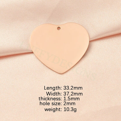 10pcs Heart Charms 33mm, Big Love Charm, Gold Stainless Steel Heart, Gold Heart Charms Pendant, Love Pendant, Bracelet/Necklace Findings