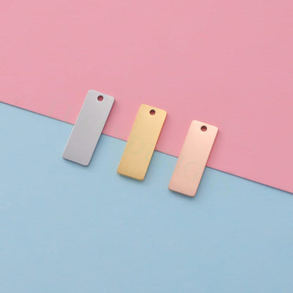 10pcs Personalized Stamping Blank Bar 22x8mm, Ready to Stamp, Gold Bar Charm, Gold Plated Stainless Steel, Mirror Polished Engraving Supply