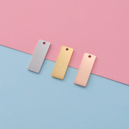 10pcs Personalized Stamping Blank Bar 22x8mm, Ready to Stamp, Gold Bar Charm, Gold Plated Stainless Steel, Mirror Polished Engraving Supply