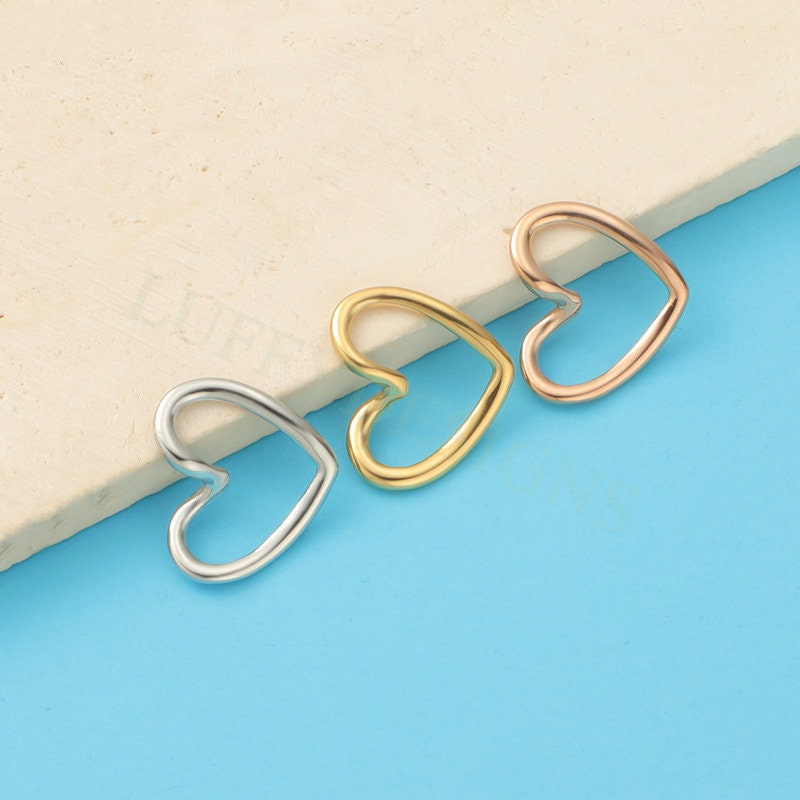 10pcs Heart Ring Charms 15x17mm, Close Heart Ring, Love Charms Link Connectors, Heart Pendant, Hollow Heart Charms, Gold Stainless Steel