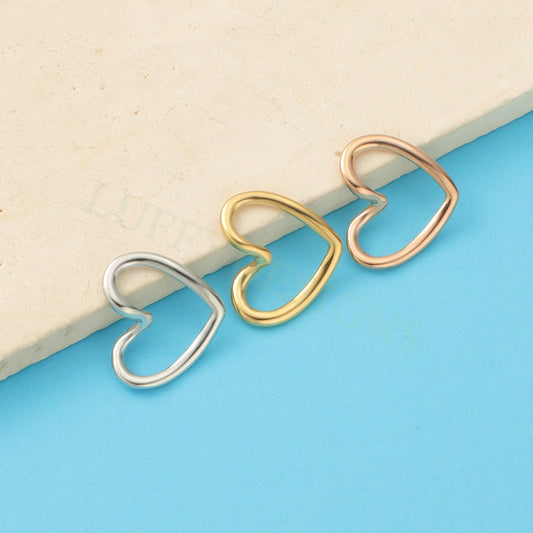 10pcs Heart Ring Charms 15x17mm, Close Heart Ring, Love Charms Link Connectors, Heart Pendant, Hollow Heart Charms, Gold Stainless Steel