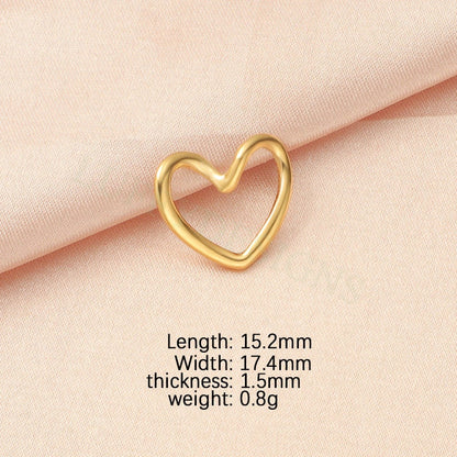 10pcs Heart Ring Charms 15x17mm, Close Heart Ring, Love Charms Link Connectors, Heart Pendant, Hollow Heart Charms, Gold Stainless Steel