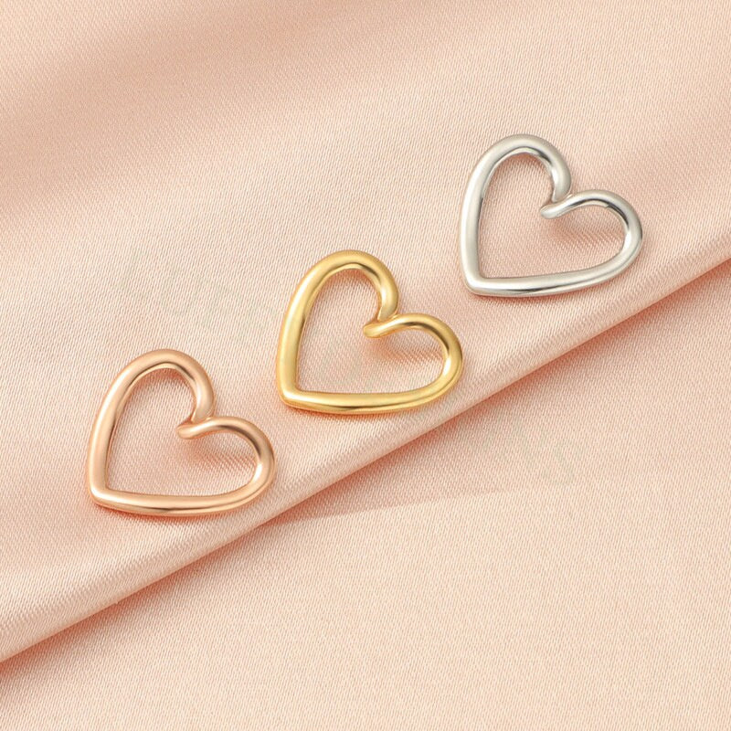 10pcs Heart Ring Charms 15x17mm, Close Heart Ring, Love Charms Link Connectors, Heart Pendant, Hollow Heart Charms, Gold Stainless Steel