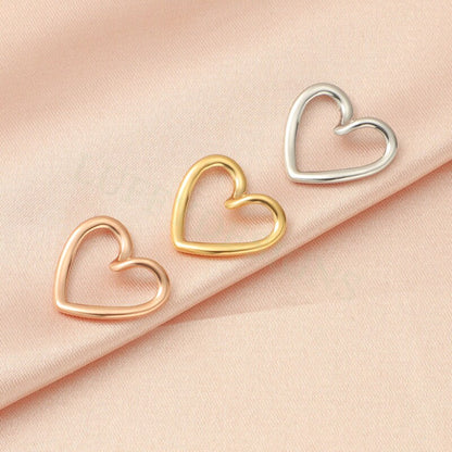 10pcs Heart Ring Charms 15x17mm, Close Heart Ring, Love Charms Link Connectors, Heart Pendant, Hollow Heart Charms, Gold Stainless Steel