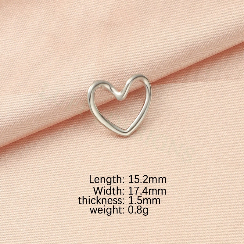 10pcs Heart Ring Charms 15x17mm, Close Heart Ring, Love Charms Link Connectors, Heart Pendant, Hollow Heart Charms, Gold Stainless Steel