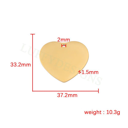 10pcs Heart Charms 33mm, Big Love Charm, Gold Stainless Steel Heart, Gold Heart Charms Pendant, Love Pendant, Bracelet/Necklace Findings