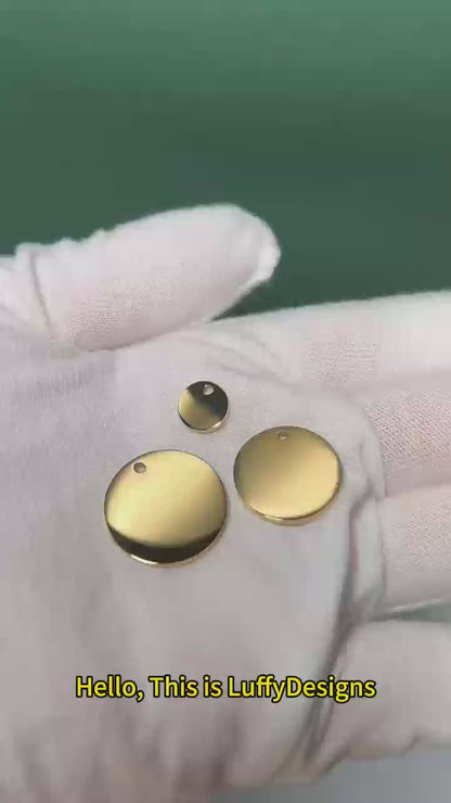 10pcs 8-30mm Round Disc Tags, Mirror Polished, Metal Stamping Blanks Charms, Engravable Round Blanks, Gold /Rose Gold Plated Stainless Steel
